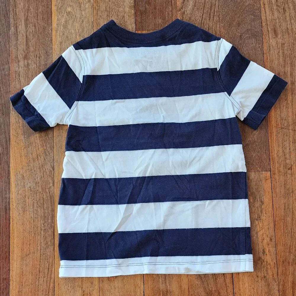 OshKosh B'gosh Toddler Cream/Navy Striped Henley Size 5T